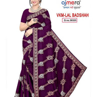 Embroidered Fancy Saree with Blouse Piece for Premium Ethnic and Traditional Wear | VKM-LAL BADSHAH