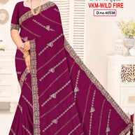 Matching Saree with Blouse Piece for Premium Ethnic and Traditional Wear | VKM-WILD FIRE