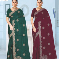 Synthetic Matching Saree with Blouse Piece for Premium Ethnic and Traditional Wear | MTE-GOLDEN FEATHER