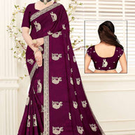 Synthetic Matching Saree with Blouse Piece for Premium Ethnic and Traditional Wear | RT-NIVIA-A