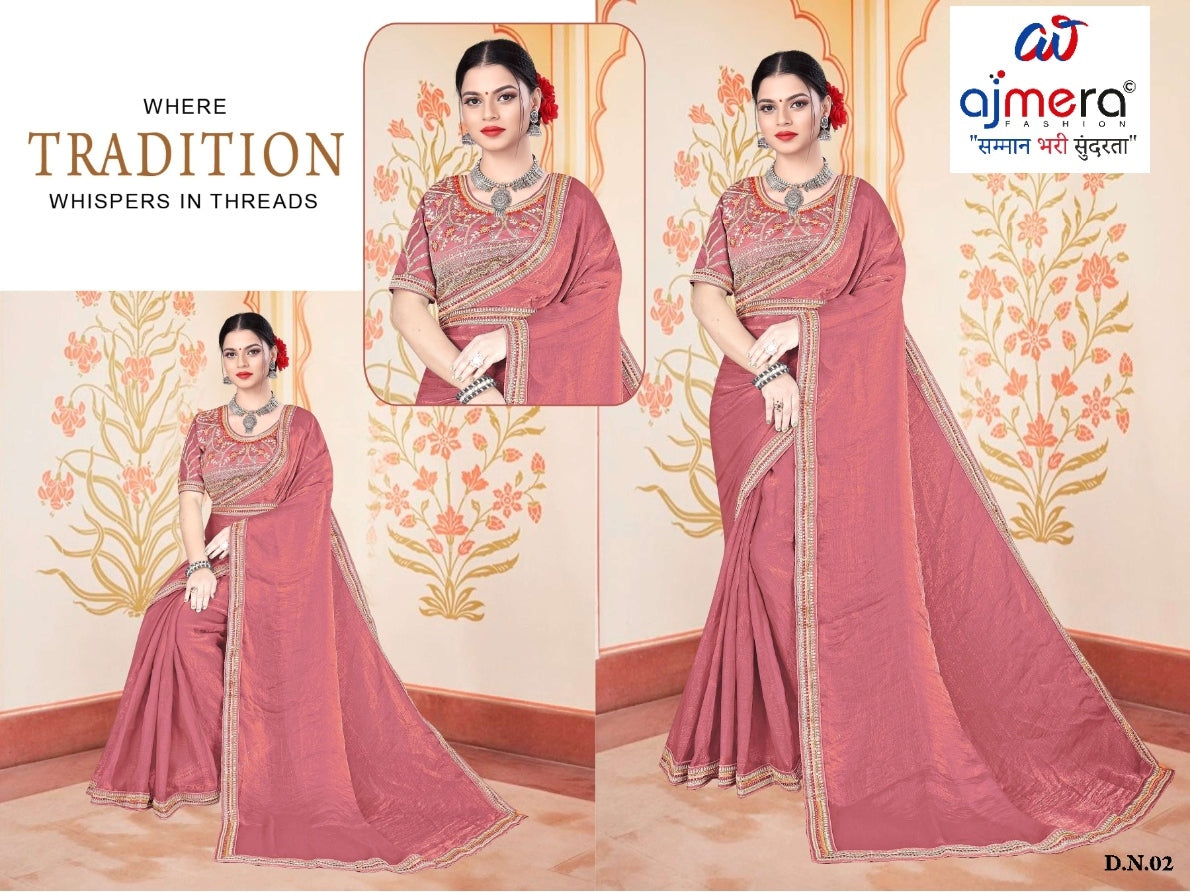 Synthetic Matching Saree with Blouse Piece for Premium Ethnic and Traditional Wear | KPS-KARAN