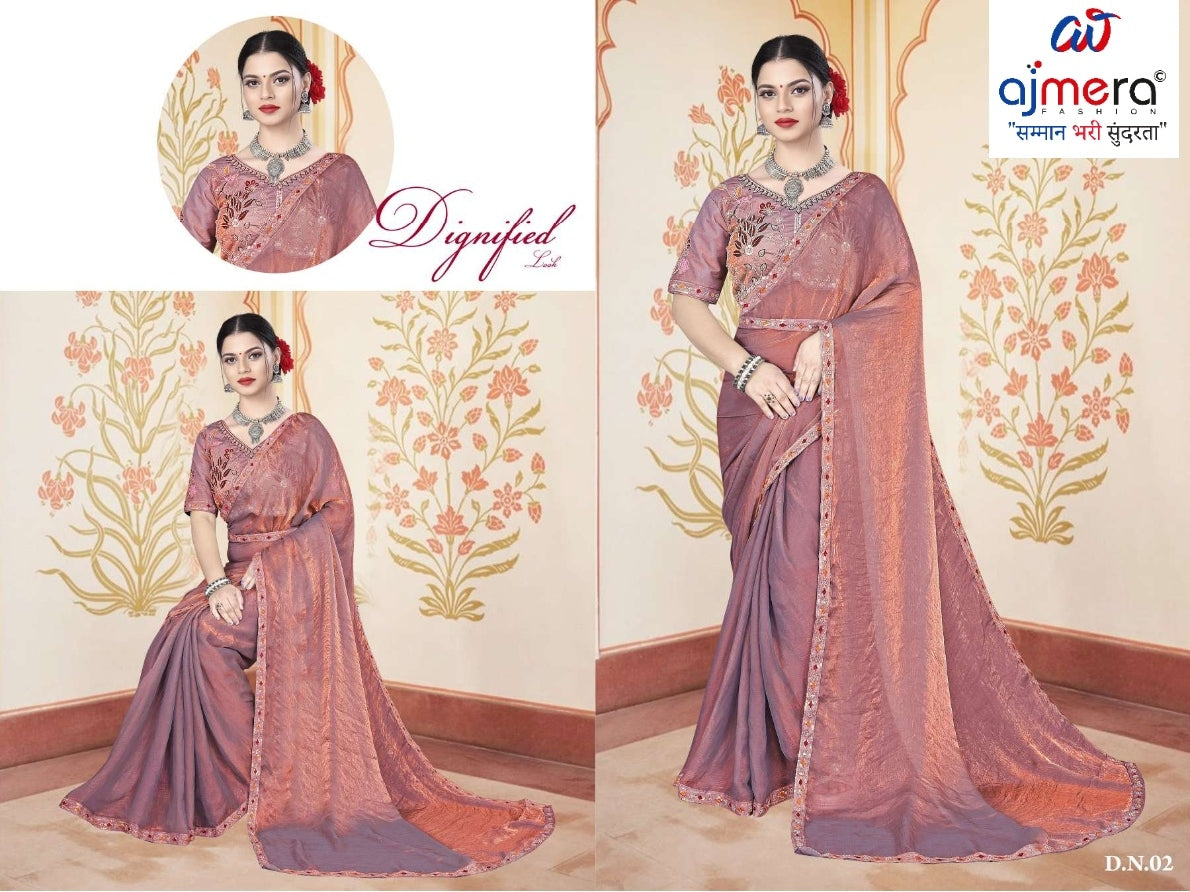 Dyed Fancy Matching Saree with Blouse Piece for Premium Ethnic and Traditional Wear | KPS-CARROT