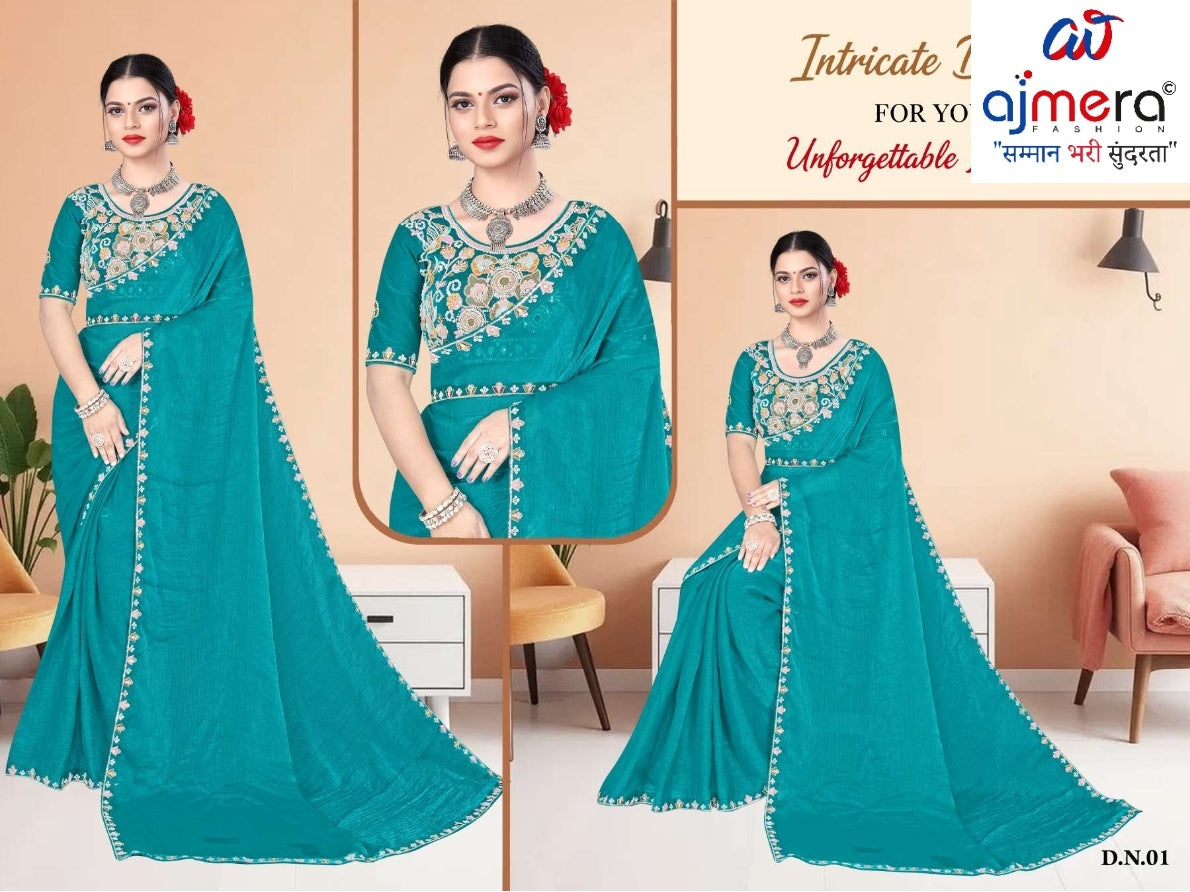 Embroidered Fancy Saree with Blouse Piece for Premium Ethnic and Traditional Wear | KPS-BABY JOHN