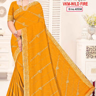 Matching Saree with Blouse Piece for Premium Ethnic and Traditional Wear | VKM-WILD FIRE
