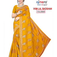 Embroidered Fancy Saree with Blouse Piece for Premium Ethnic and Traditional Wear | VKM-LAL BADSHAH