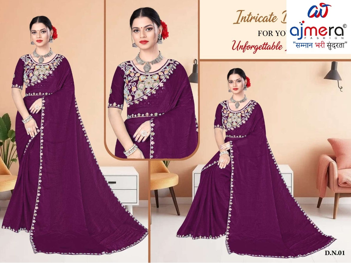 Embroidered Fancy Saree with Blouse Piece for Premium Ethnic and Traditional Wear | KPS-BABY JOHN