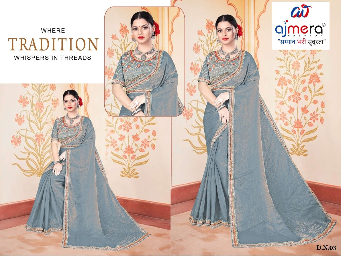 Synthetic Matching Saree with Blouse Piece for Premium Ethnic and Traditional Wear | KPS-KARAN