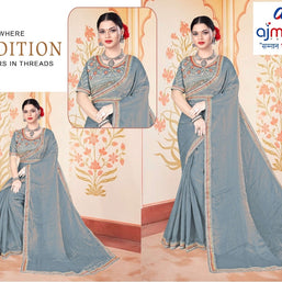 Synthetic Matching Saree with Blouse Piece for Premium Ethnic and Traditional Wear | KPS-KARAN