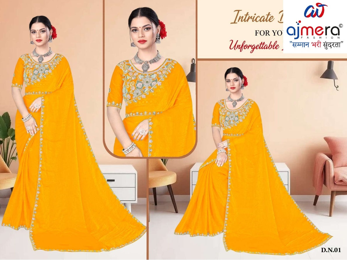 Embroidered Fancy Saree with Blouse Piece for Premium Ethnic and Traditional Wear | KPS-BABY JOHN