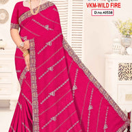 Matching Saree with Blouse Piece for Premium Ethnic and Traditional Wear | VKM-WILD FIRE