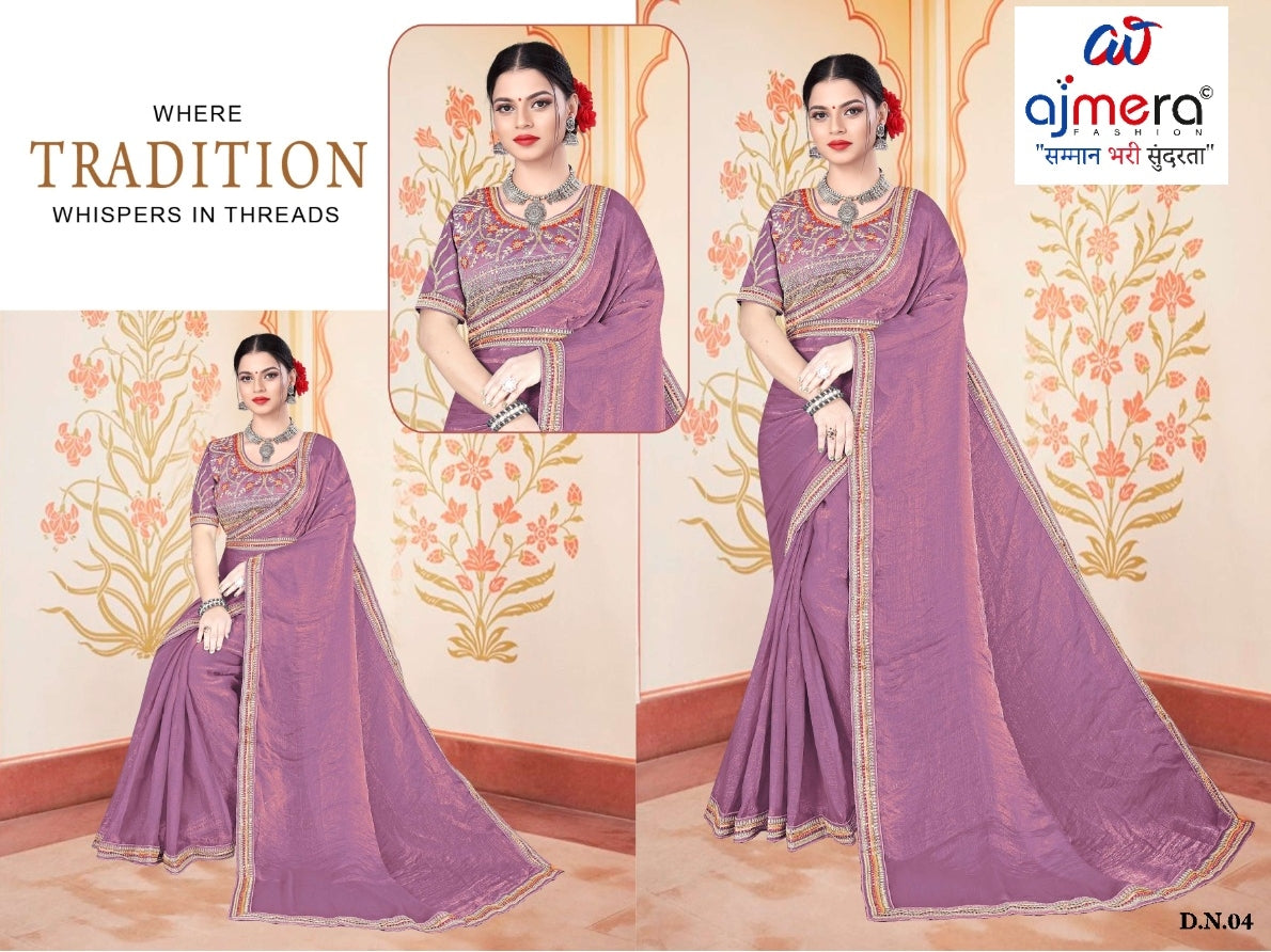 Synthetic Matching Saree with Blouse Piece for Premium Ethnic and Traditional Wear | KPS-KARAN