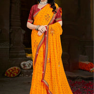 Premium Printed Saree with Matching Blouse Piece for Ethnic Elegance  | CAS-PALKI