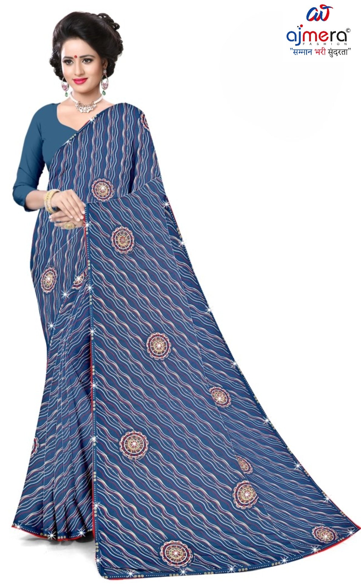 Fashionable Printed Saree with Blouse Piece for Festive Collection  | CAS-PANCHWATI