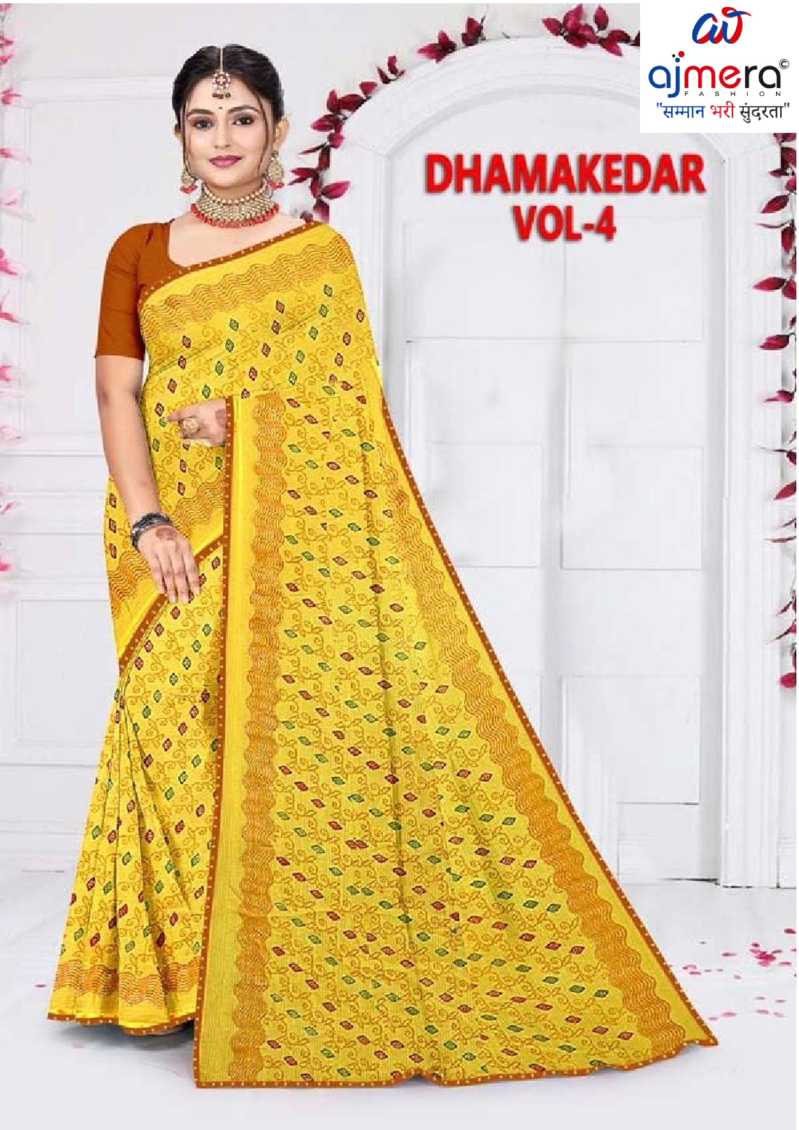 Chic Printed Saree with Blouse Piece for Sophisticated Ethnic Style | GPT-DHAMAKEDAR-4