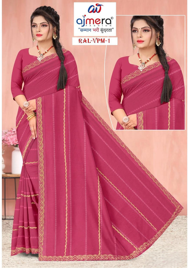 Printed Dyed Matching Saree with Blouse Piece for Premium Ethnic and Traditional Wear | RAL-VPM-1