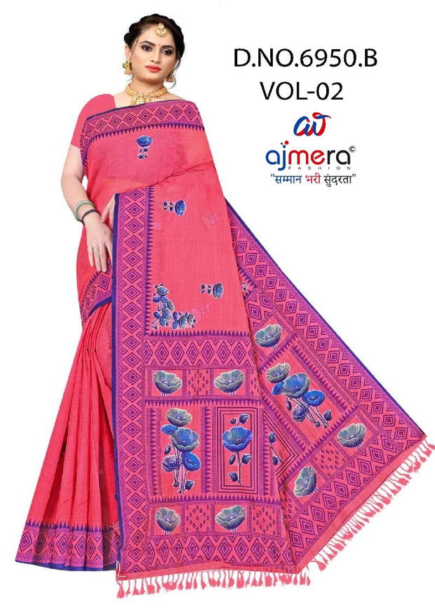 Designer Rapier Silk Matching Saree With Blouse Piece | DBU-HANSHA COTTON VOL-2