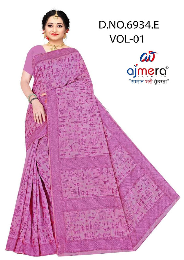 Royal Rapier Silk Matching Saree With Blouse Piece | DBU-PAKHI COTTON