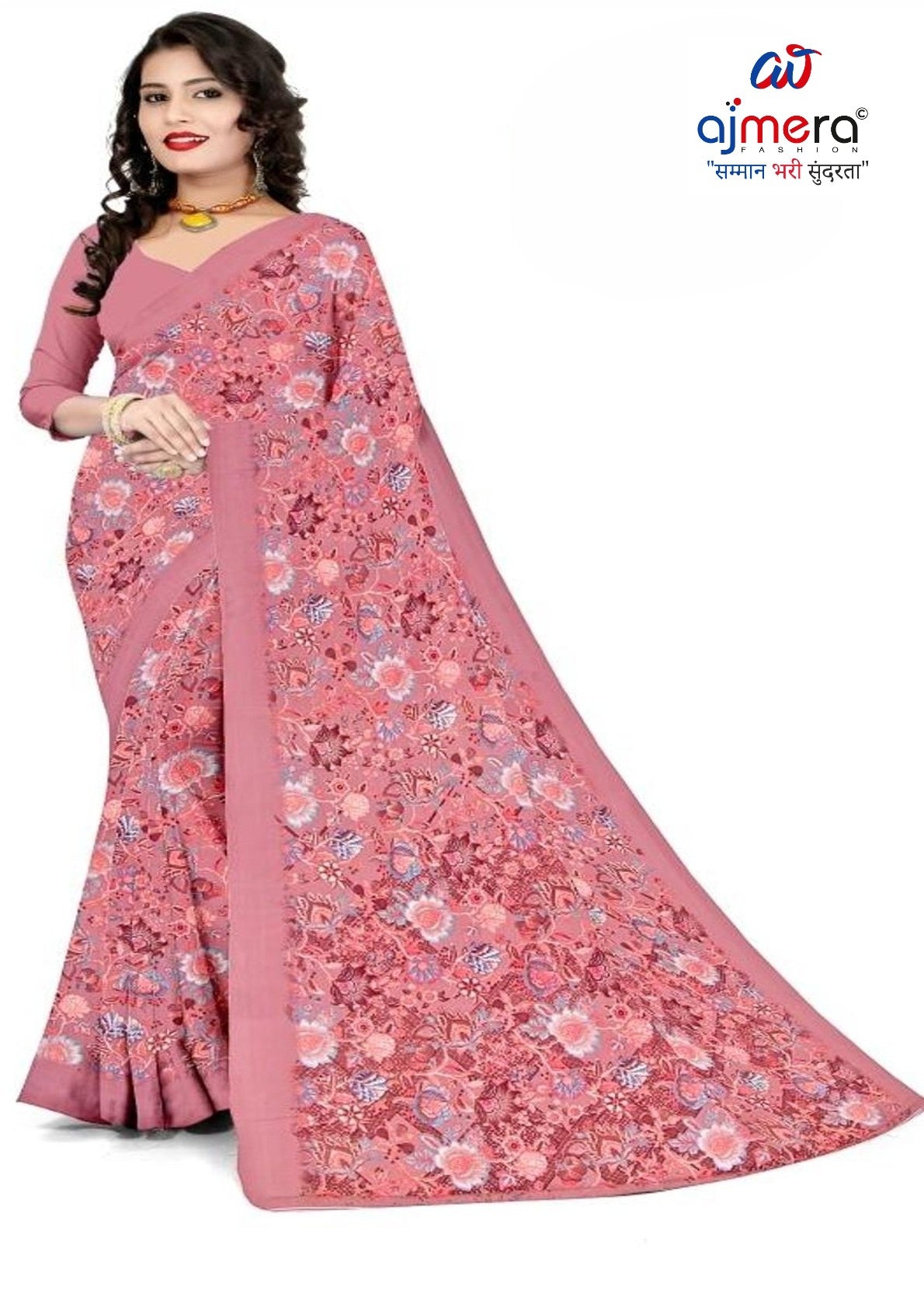 Heavy Reniyal Print Loose Saree without Blouse for Premium Ethnic and Traditional Wear | CAS-PREMIUM