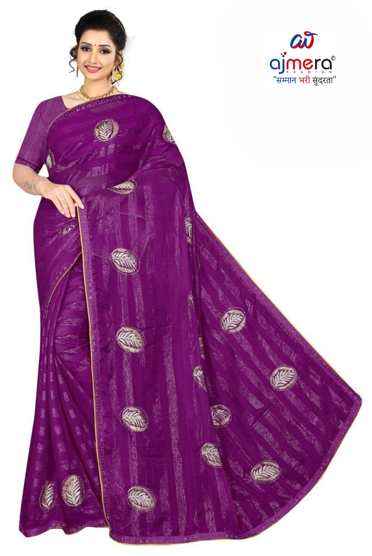 Printed Dyed Matching Saree with Blouse Piece for Premium Ethnic and Traditional Wear | VKM-ONE TIME