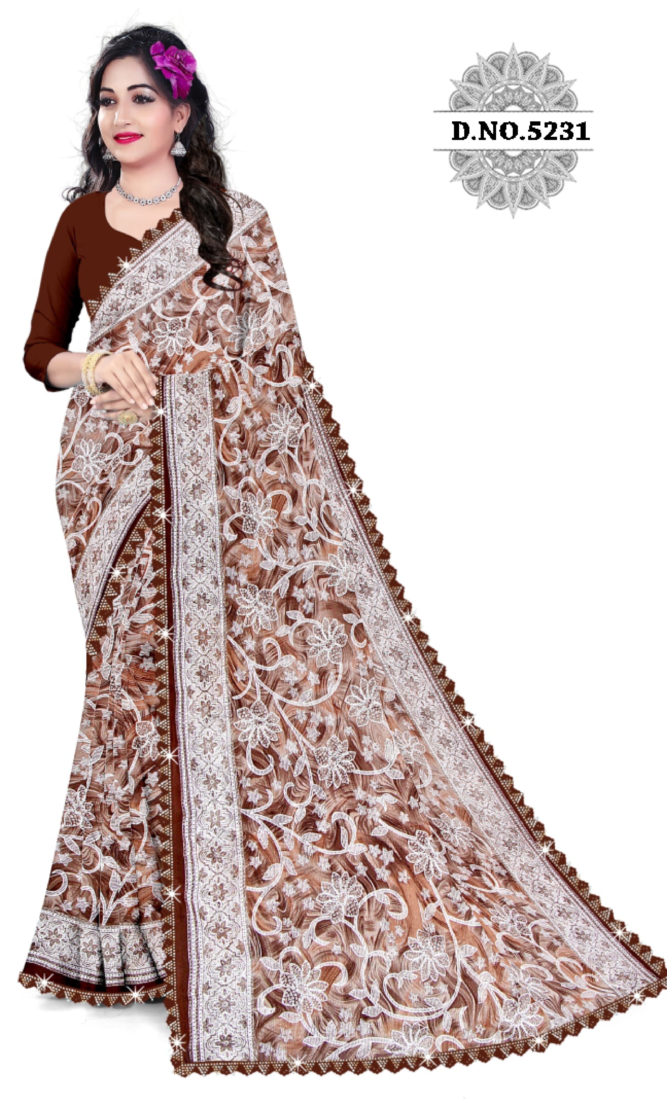 Elegant Printed Saree with Designer Blouse Piece for Festive Wear  | CAS-ZHIL MIL