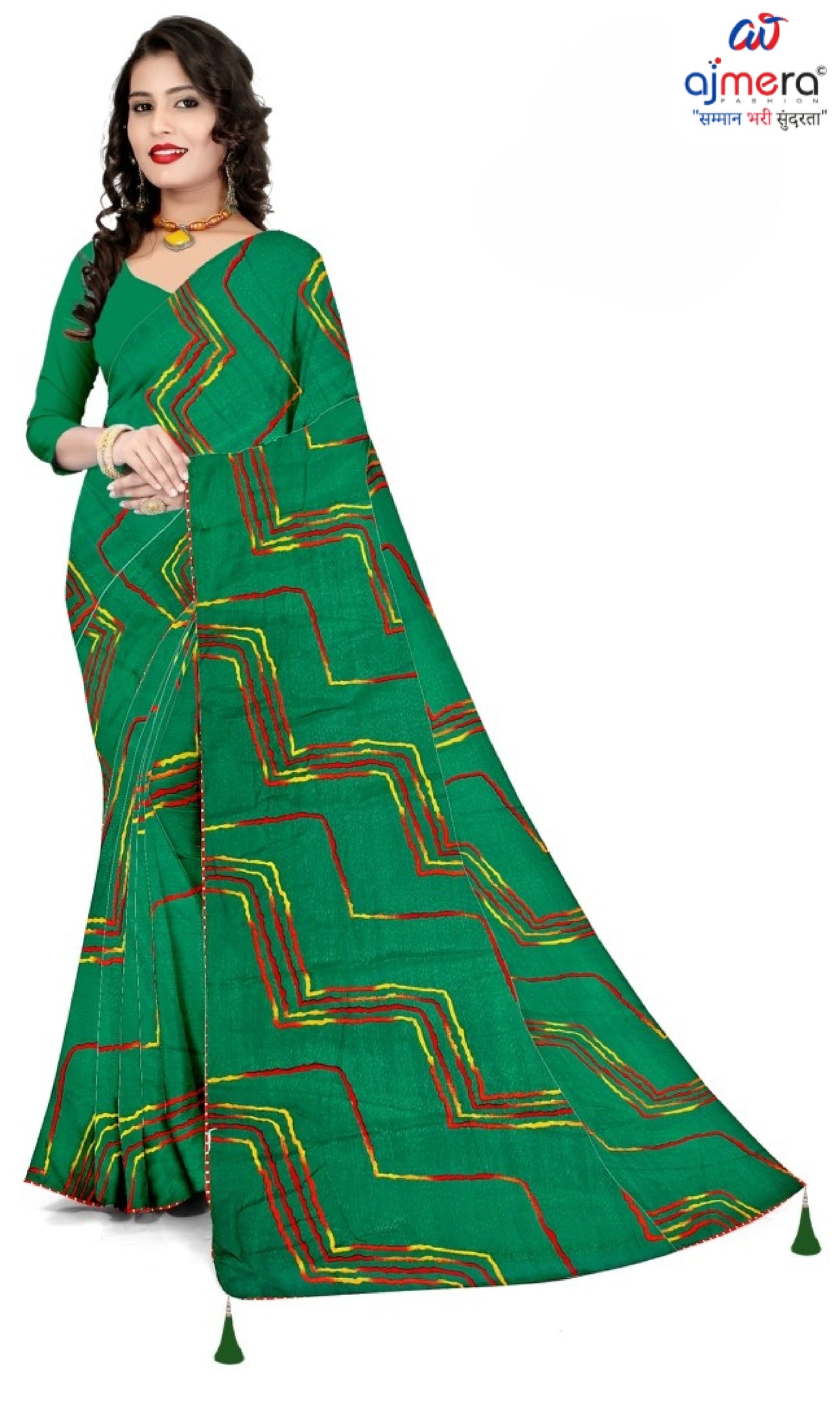 Zomato Print Loose Saree with Blouse for Premium Ethnic and Traditional Wear | CAS-SAWARIYA