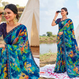 Fashionable Printed Saree with Blouse Piece for Festive Collection  | PRM-GULNASHI VOL-2
