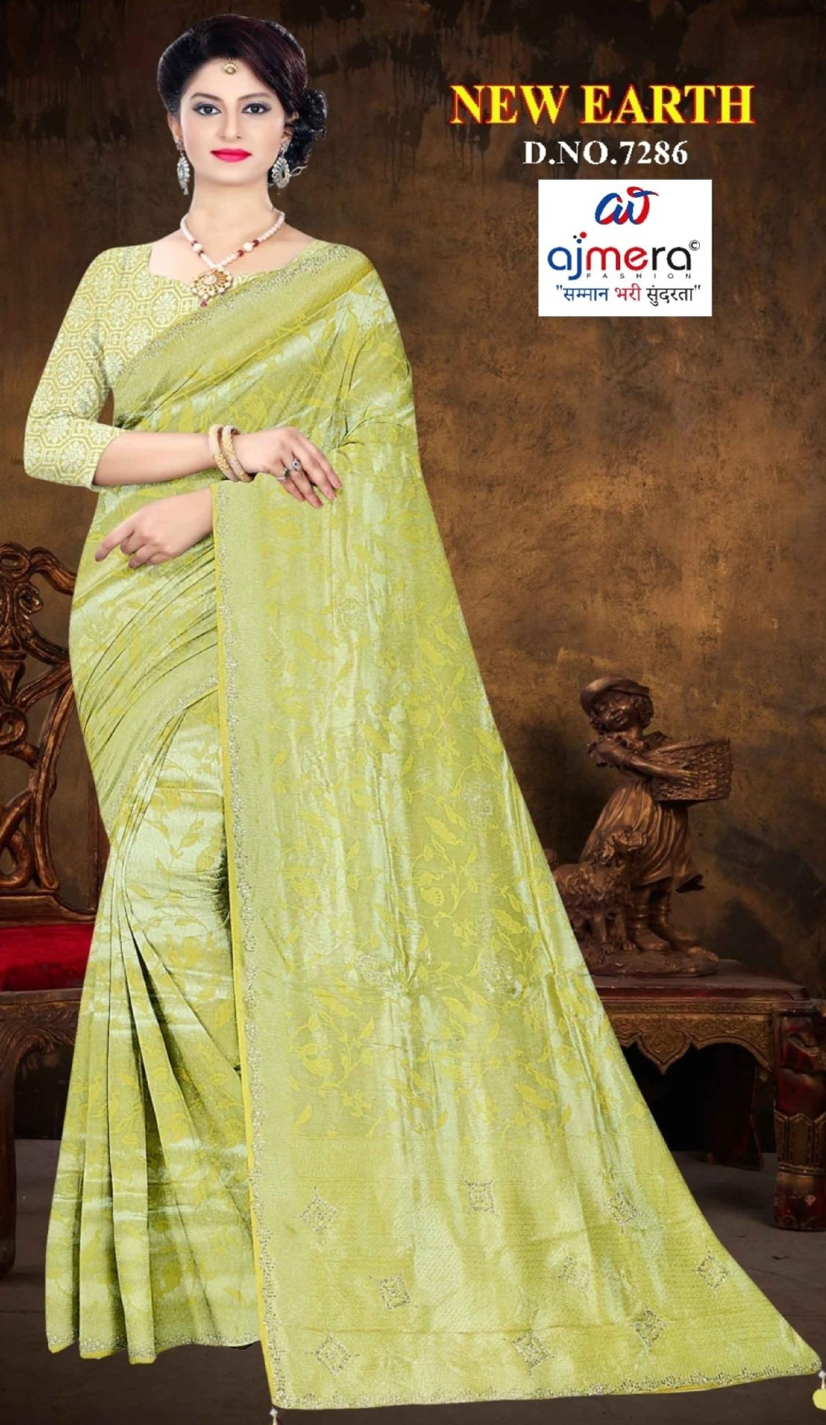 Graceful Jacquard Silk Saree with Blouse Piece for Timeless Ethnic Fashion | PLP-NEW EARTH
