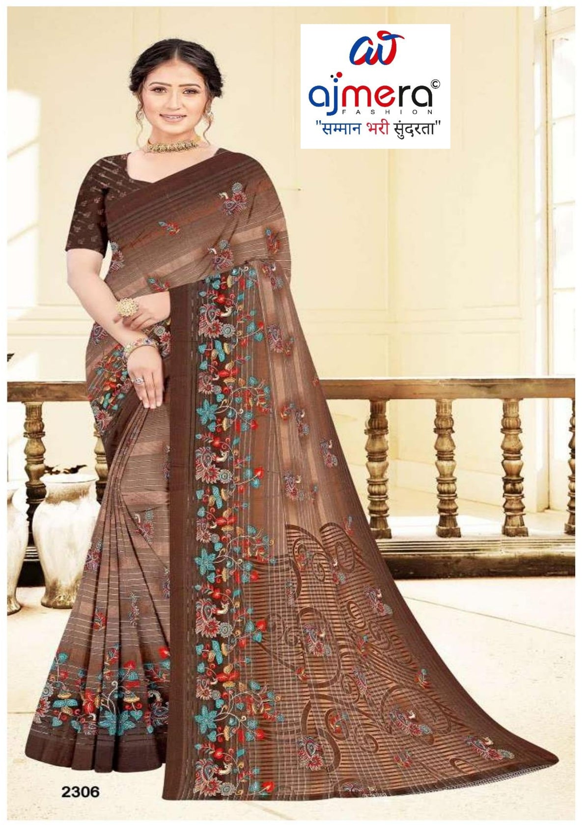 Weightless Fancy Print Loose Saree with Blouse for Premium Ethnic and Traditional Wear | ARK-MAUSAM