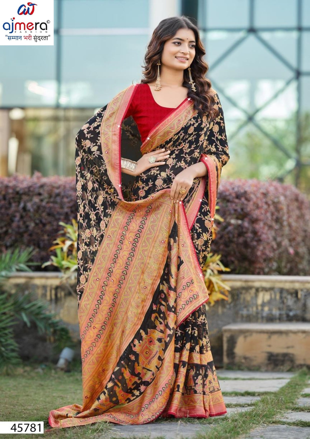 Designer Printed Saree with Blouse Piece for Special Occasions | VDT-TESLA BRASSO-01