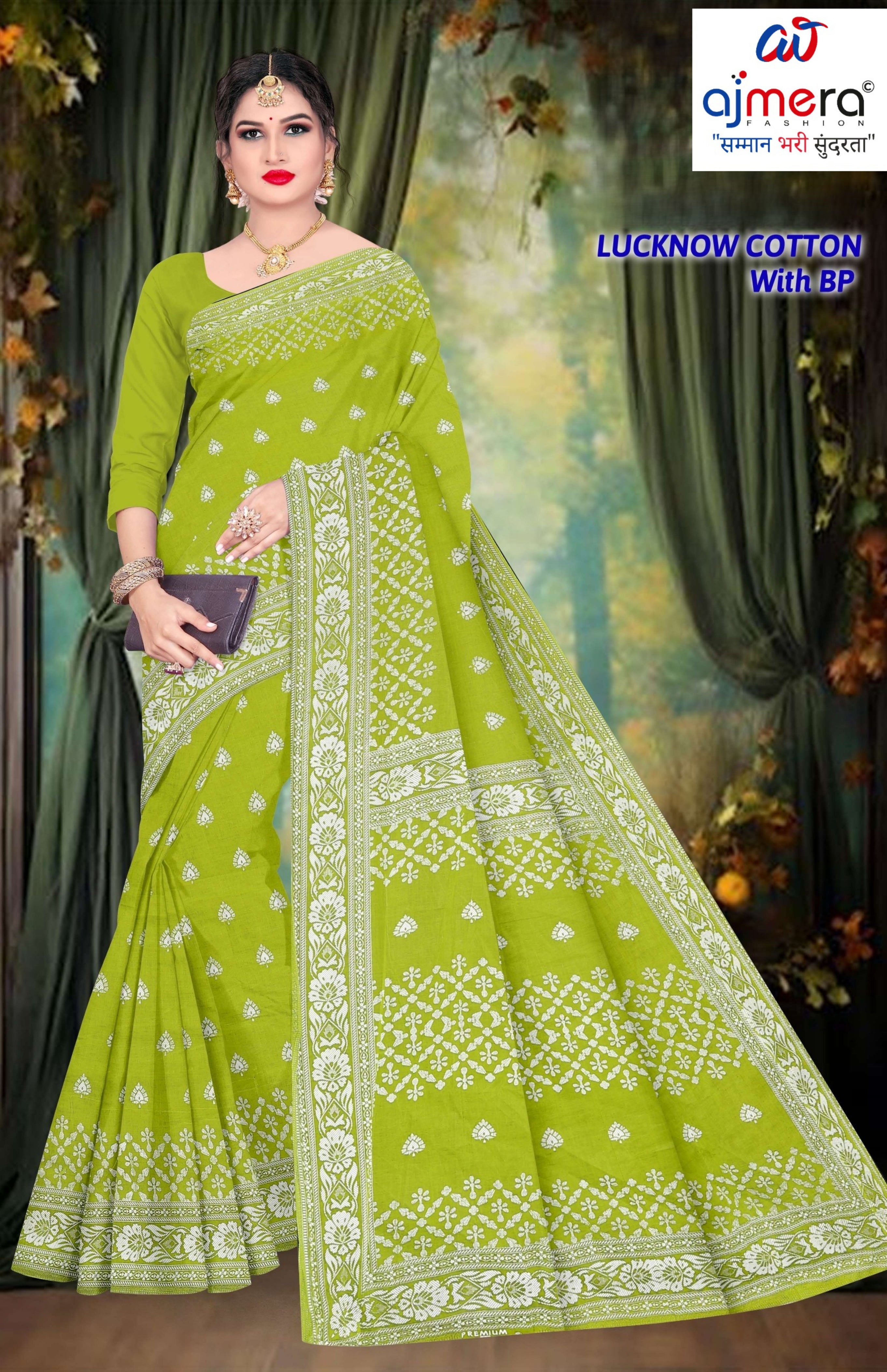 Soft Cotton Saree with Blouse Piece for Premium Ethnic and Traditional Wear | TLS-LUCKNOW COTTON WITH BP