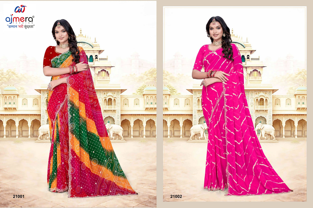 Elegant Printed Saree with Designer Blouse Piece for Festive Wear  | JS-JHANKAR