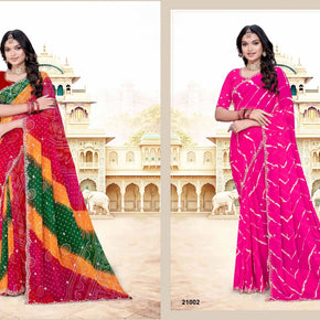 Elegant Printed Saree with Designer Blouse Piece for Festive Wear  | JS-JHANKAR