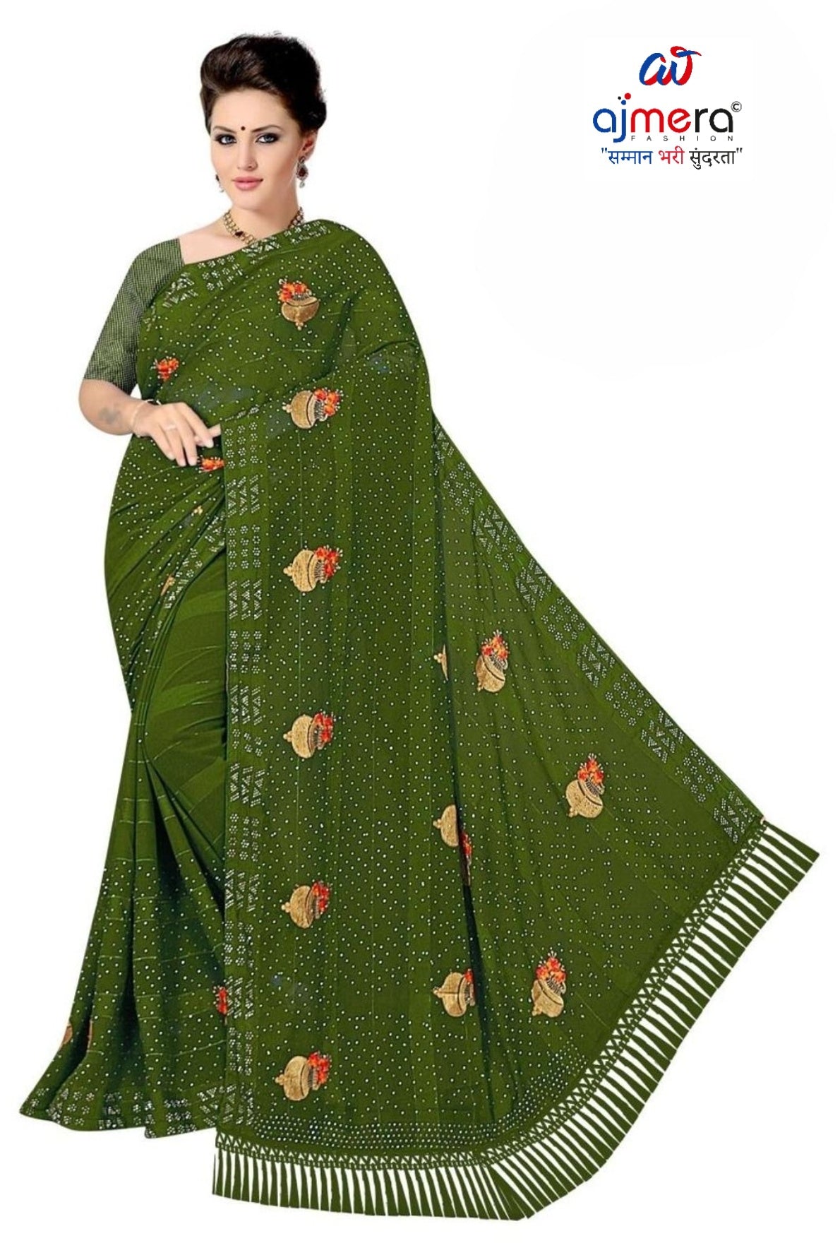 Premium Dyed Matching Saree with Blouse Piece for Premium Ethnic and Traditional Wear | VKM-LOVE GURU