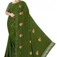 Premium Dyed Matching Saree with Blouse Piece for Premium Ethnic and Traditional Wear | VKM-LOVE GURU