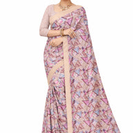 Linen Jari Print Loose Saree with Blouse for Premium Ethnic and Traditional Wear | SBI-SATIN SILK