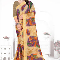 Chiffon Print Loose Saree with Blouse for Premium Ethnic and Traditional Wear | TTS-VISHWA
