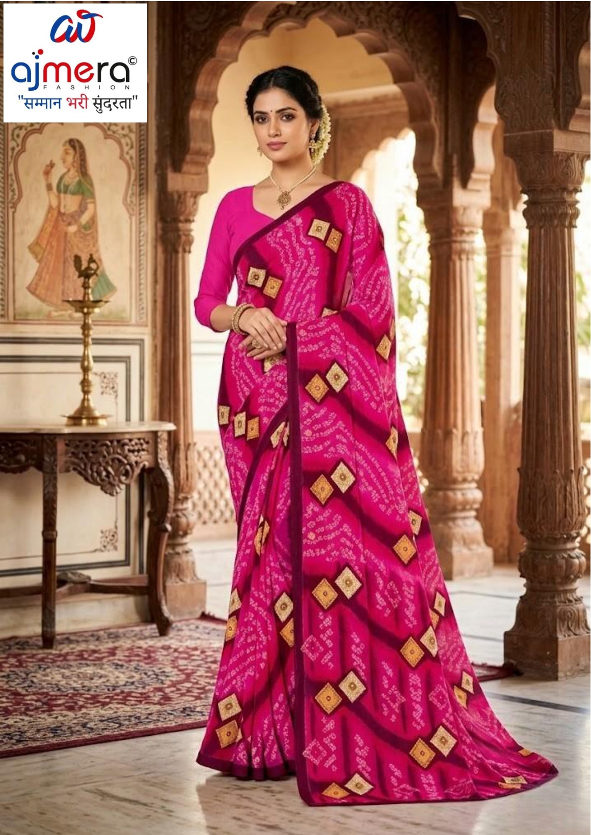 Printed Print Loose Saree with Blouse for Premium Ethnic and Traditional Wear | SGR-RENIYAL CRAPE