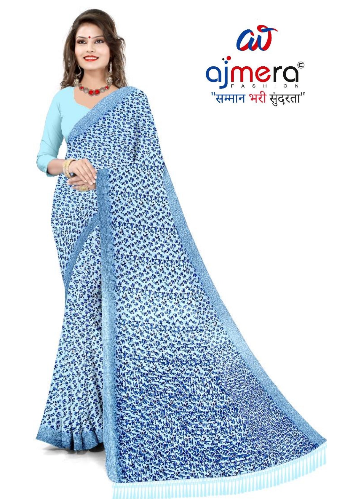 Vichitra Print Loose Saree without Blouse for Premium Ethnic and Traditional Wear | CAS-TATA SKY