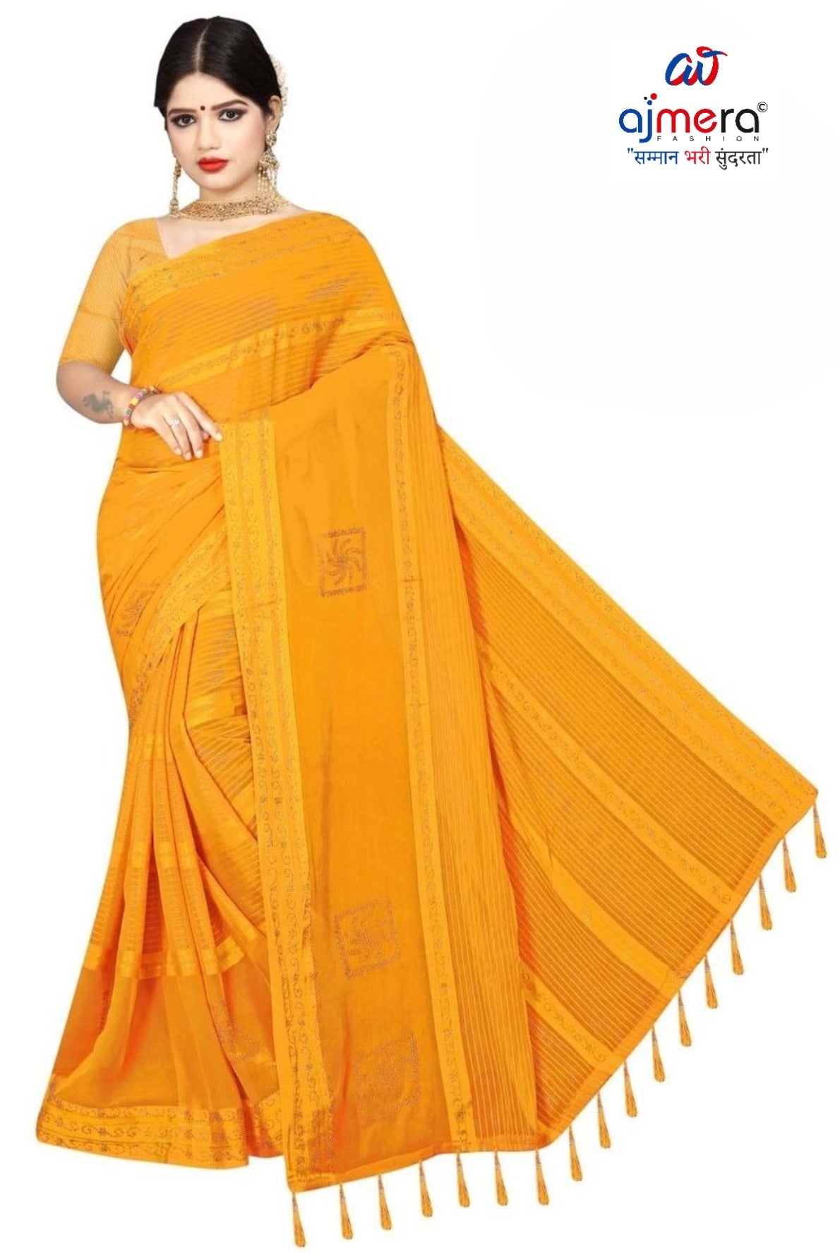 Dyed Matching Saree B2B Supplier with Blouse Piece for Premium Ethnic and Traditional Wear | RAL-CITY PALACE