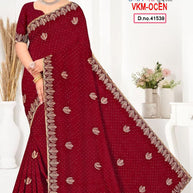Glamorous Rapier Silk Matching Saree With Blouse Piece | VKM-OCEN