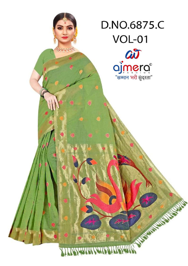 Contemporary Rapier Silk Matching Saree With Blouse Piece | DBU-GAHNA COTTON