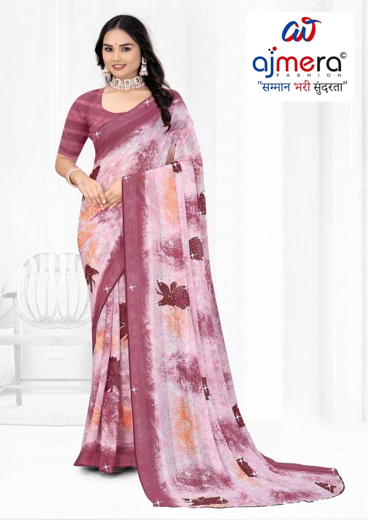 Weightless Print Loose Saree with Blouse for Premium Ethnic and Traditional Wear | TTS-SAJILI