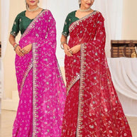 Chic Printed Saree with Blouse Piece for Sophisticated Ethnic Style | JS-FULPATTI