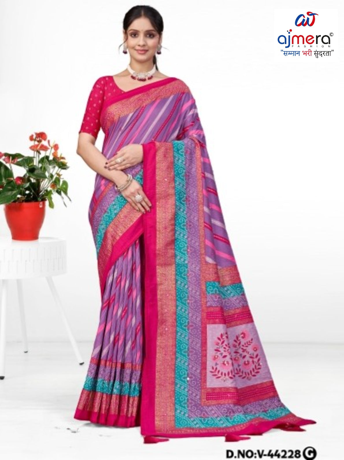 Stylish Printed Saree with Blouse Piece for Traditional Celebrations  | VER-BANJARAN-44228