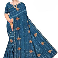 Rimzim Satin Dyed Matching Saree with Blouse Piece for Premium Ethnic and Traditional Wear | VKM-HIGH COURT