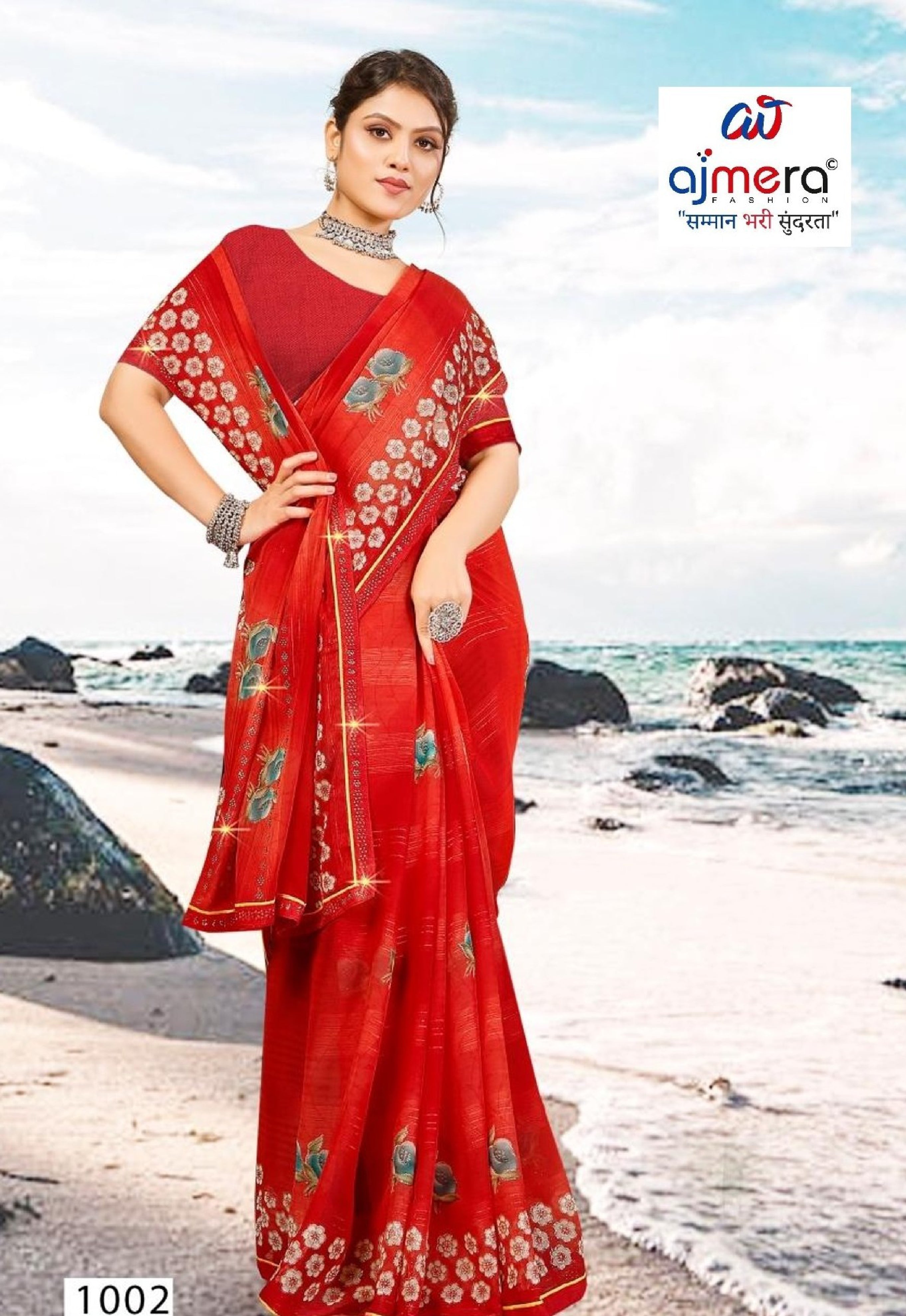 Premium Printed Saree with Matching Blouse Piece for Ethnic Elegance | PRM-TWO GULAB
