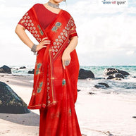 Premium Printed Saree with Matching Blouse Piece for Ethnic Elegance | PRM-TWO GULAB
