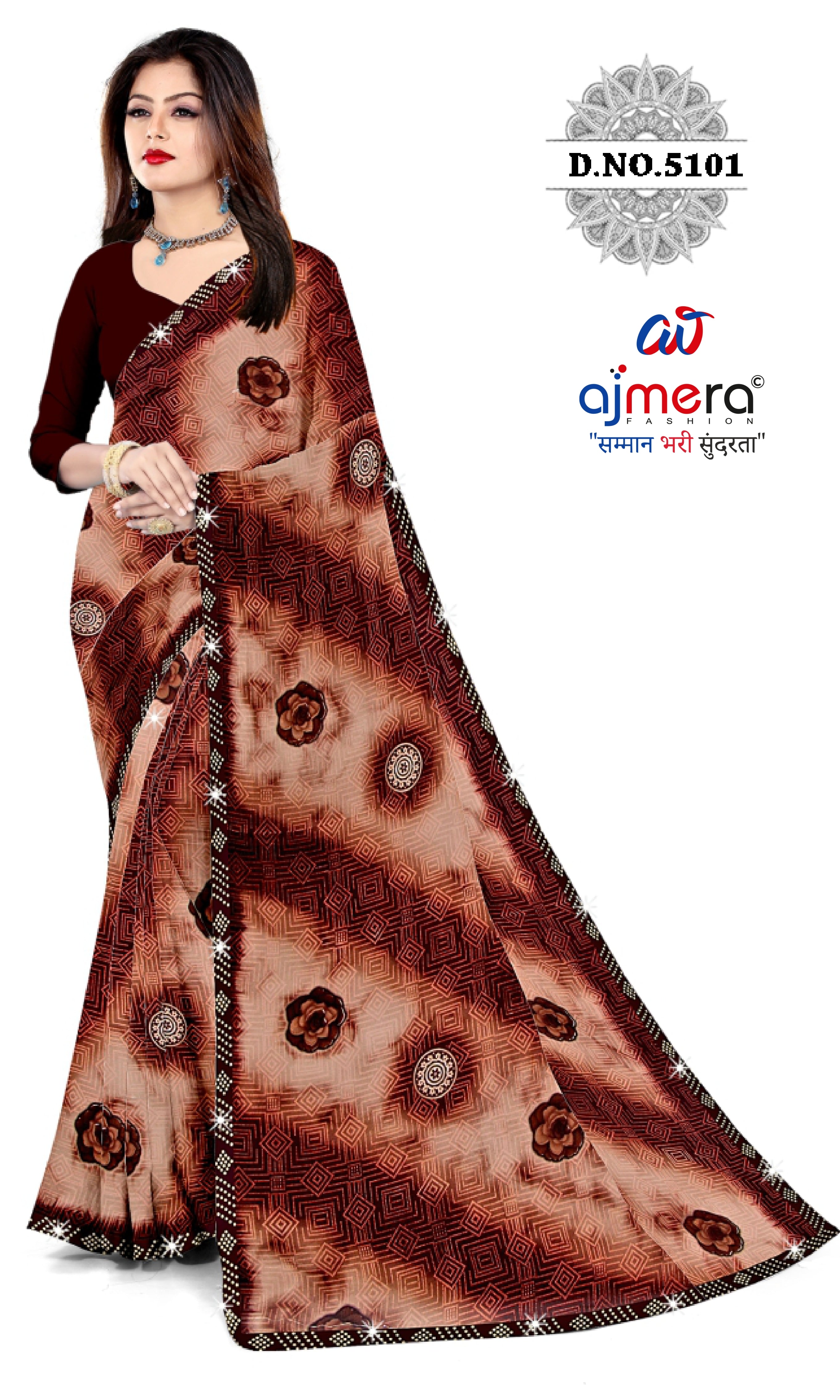 Premium Printed Saree with Matching Blouse Piece for Ethnic Elegance  | CAS-VARMALA