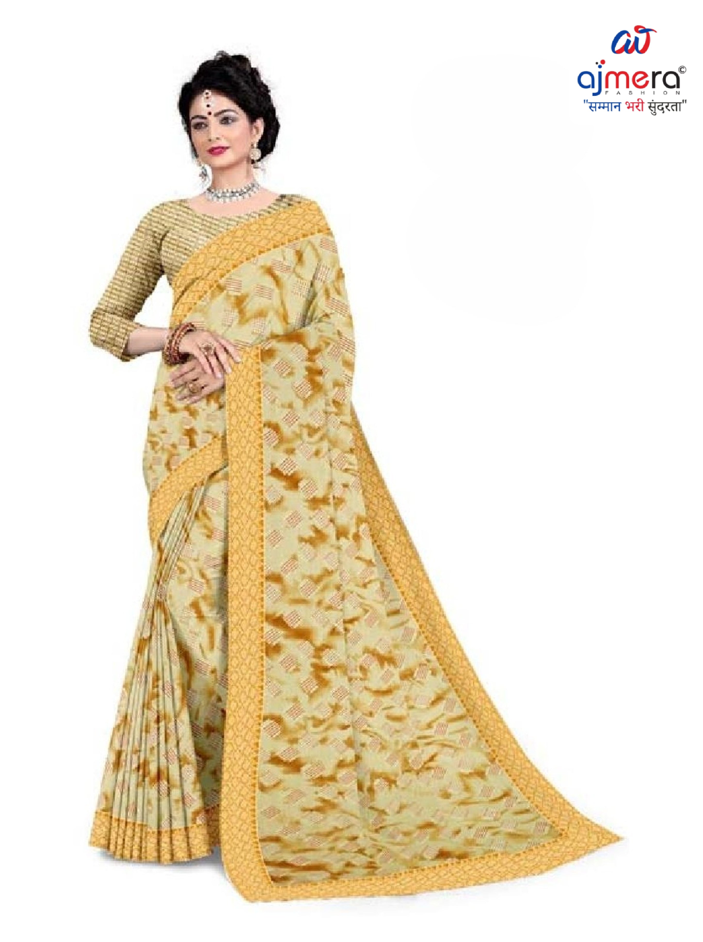 Zomato Print Loose Saree with Blouse for Premium Ethnic and Traditional Wear | CAS-INK POINT
