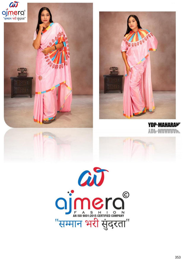 Chinon Print Loose Saree with Blouse for Premium Ethnic and Traditional Wear | YDP-MAHARANI